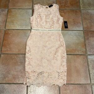 AKIRA LACE OPEN BACK DRESS PEACH SMALL